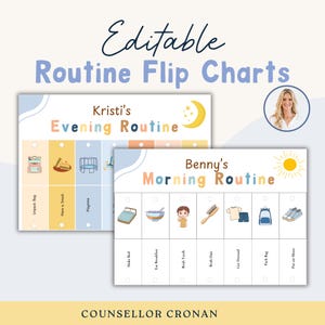 Editable Routine Flip Chart, ADHD success chart, To Do List, Morning and Evening Charts, Editable Routine Flipchart, Daily Routine Charts
