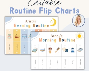 Editable Routine Flip Chart, ADHD success chart, To Do List, Morning and Evening Charts, Editable Routine Flipchart, Daily Routine Charts