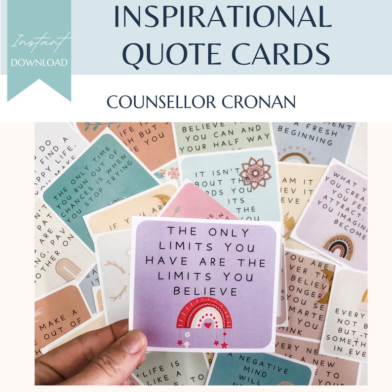 Inspirational quote cards, mindfulness cards, inspirational messages, positive cards, motivational cards, social psychology, copings skills, image 3