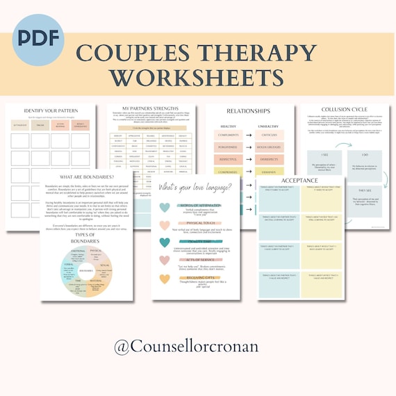 Couples Therapy Worksheets Couples Counseling Relationship Etsy Canada