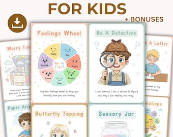 Self Regulation Coping Skill Cards for Kids - Calming Strategy and Wellness. Children Feeling and Emotions. ADHD Support. Printable