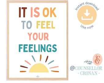 Feeling quote, Kids Emotions print, Feelings poster, classroom bundle decor, Rainbow Classroom decorations, calm down corner, emotions