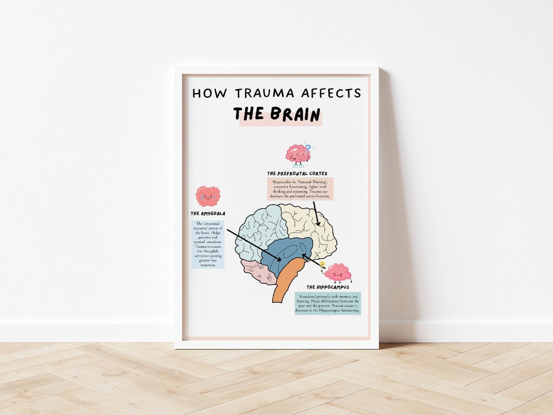 How Trauma Affects the Brain Poster, Therapy Print, Brains Response ...