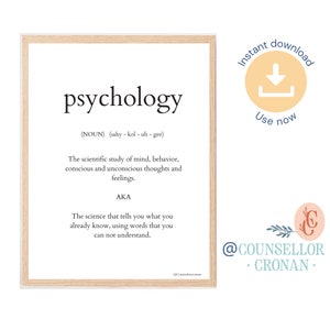 Psychology Definition, Psychology Print, therapy office decor, therapist office decor, social psychology, Psychologist Office Decor