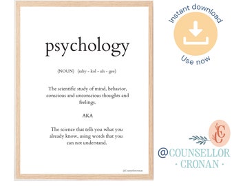 Psychology Definition, Psychology Print, therapy office decor, therapist office decor, social psychology, Psychologist Office Decor