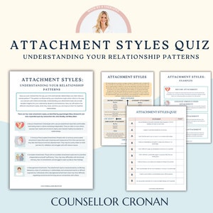 Attachment styles quiz, adult attachment styles, attachment worksheet, attachment theory, therapy worksheets, therapy games, self esteem,CBT