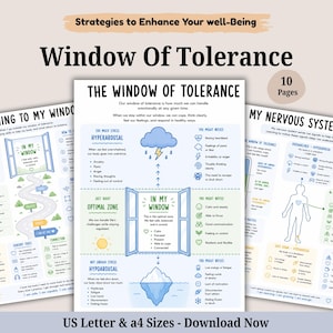 Window of Tolerance Worksheet, Trauma Therapy, DBT (Digital Download)