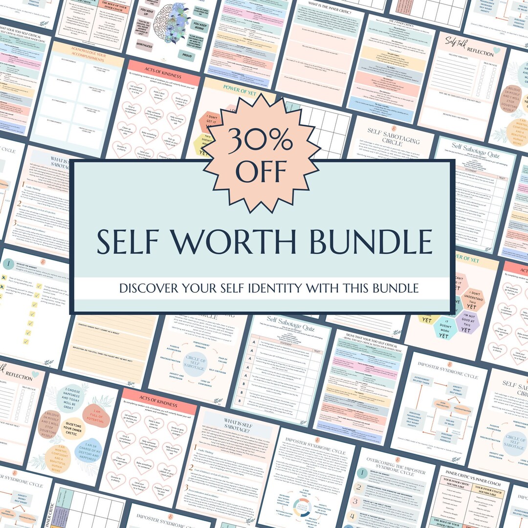 Self Worth Worksheet and Cards Bundle Self Esteem Etsy
