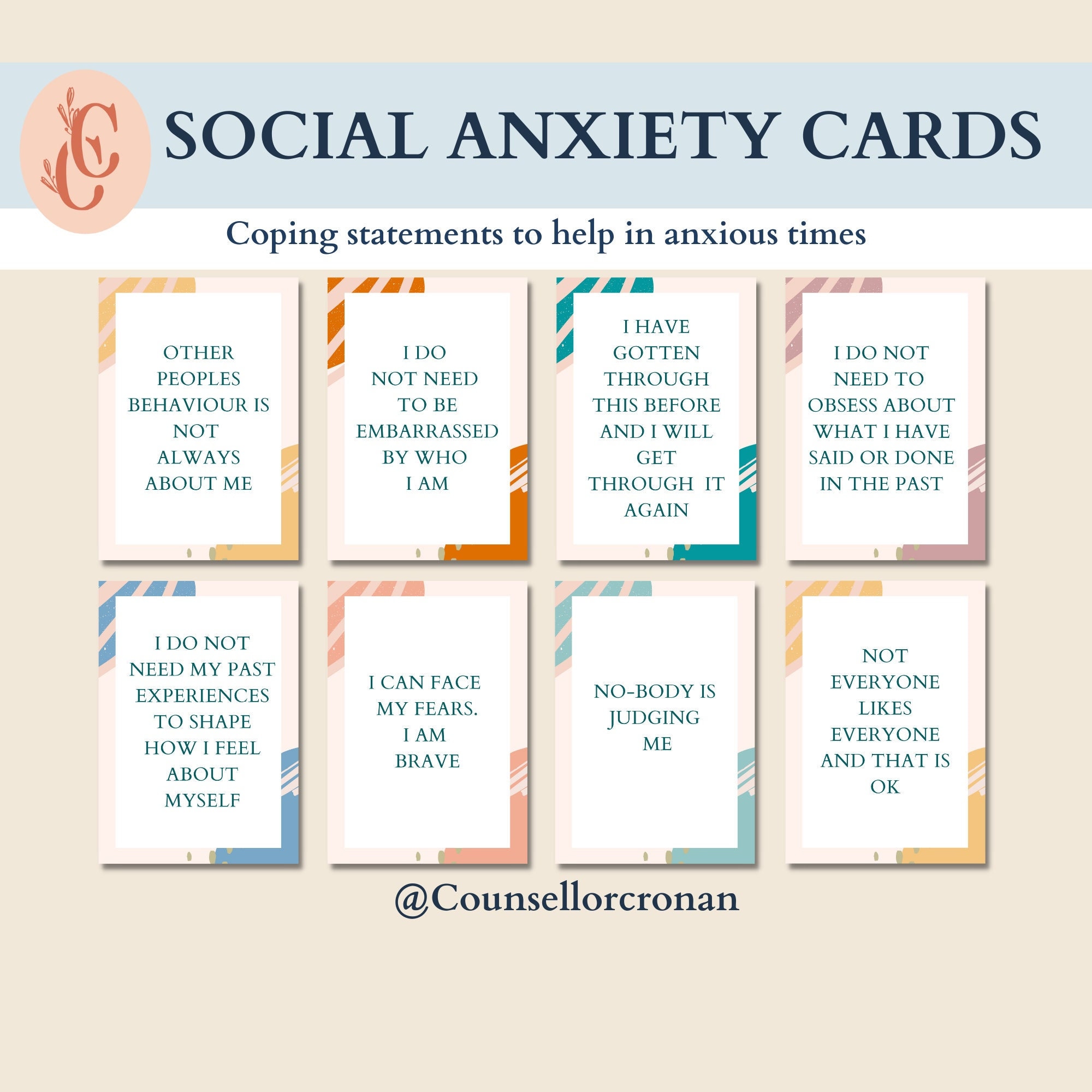 Social Anxiety Coping Statement Cards Therapy Tools Therapy - Etsy Canada