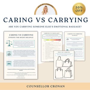 Caring Vs Carrying Therapy Workbook. Zasoby terapeutyczne. Granice osobiste. Zasoby psychologiczne. Książki samopomocowe. Poradnictwo dla par