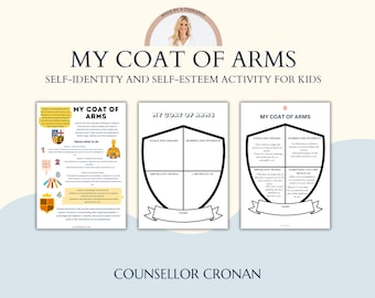 Coat of Arms Self-identity and Self-esteem Worksheets for Kids and