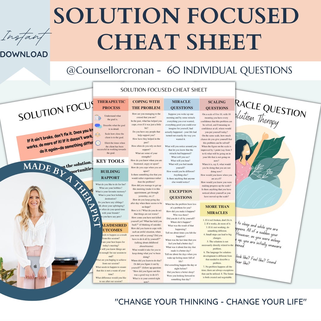 Solution Focused Cheat Sheet Solution Seeking Therapist Etsy UK