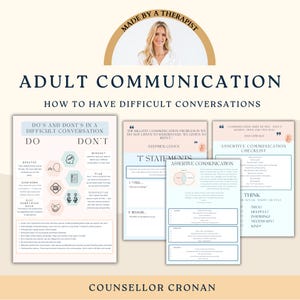 How to have difficult conversations. communication workbook planner, conversation skills, Assertive Communication Tool, Therapist, therapy
