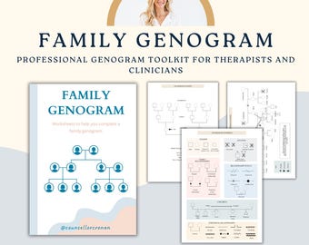 Family Genogram worksheets, therapy worksheets, family systems, genogram, family tree, therapy office decor, therapy resources, therapist