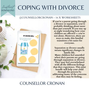 Divorce Worksheets for Kids, Separation Journal, Therapy Office Decor ...