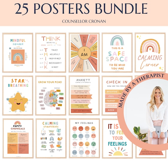 Therapy poster bundle, therapy office bundle, check in, calming corner, counsellor office decor, counseling office, social work, anxiety