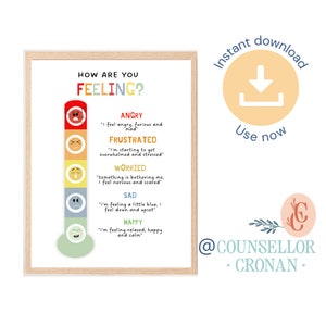 Feelings thermometer chart, calming down corner, how are you feeling, self regulation, emotional regulation, calm down corner, management