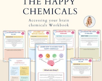 Happiness chemical therapy worksheets, acceptance and commitment therapy, teen mental health, therapy tool, therapy office decor self esteem