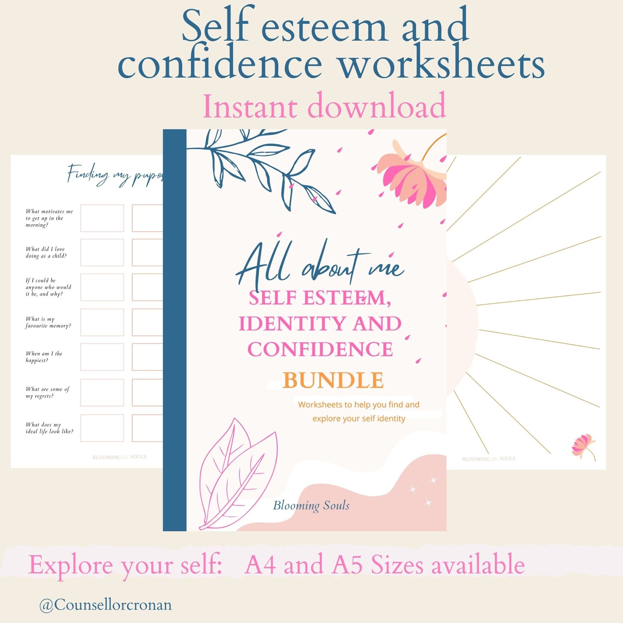 self love therapy journal worksheets mental health therapy etsy