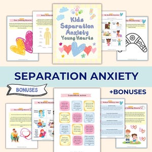 Schede didattiche sull'ansia da separazione nei bambini. Quaderno di terapia. Consulenza scolastica. Terapia cognitivo-comportamentale. Terapista del gioco. Agende per bambini, stampabili in digitale. Terapia cognitivo-comportamentale.