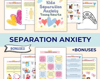 Kids Separation Anxiety Worksheets. Therapy Workbook. School counselling. CBT. Play Therapist. Children Planners, Digital Printable. DBT