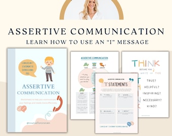Assertive communication worksheets, social skills, communication styles, communication book, social emotional learning, therapy worksheets