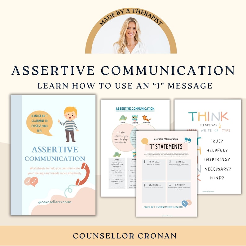 Assertive communication worksheets, social skills, communication styles, communication book, social emotional learning, therapy worksheets image 1