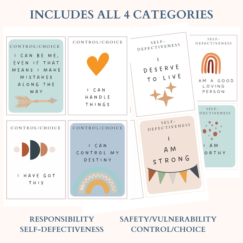 EMDR Cognition Cards Positive Thinking Cards Positive Etsy UK