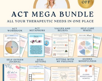 ACT Ultimate workbook bundle for therapists, individuals, parents and more. Cognitive defusion. Act metaphors, Acceptance and commitment.