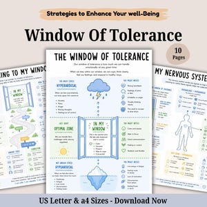 Window of Tolerance Handout, Emotional Regulation, DBT Therapy (Digital Download)