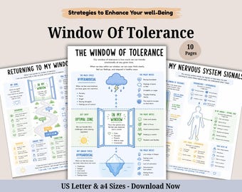 Window of Tolerance Handout, Emotional Regulation, DBT Therapy (Digital Download)