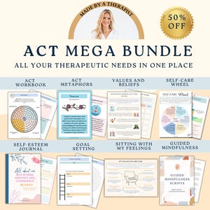 Mega bundle di fogli di lavoro per accettare e impegnarsi in terapia, foglio di lavoro sulla salute mentale, psicologia sociale, accettazione radicale, vita consapevole