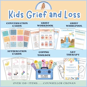 Trauer und Verlust 50% Rabatt auf Bündel, Kindertherapie, Psychologe-Tools, Ressourcen für Eltern, Todbewältigungsfähigkeiten, sozial emotionales Lernen, SEL