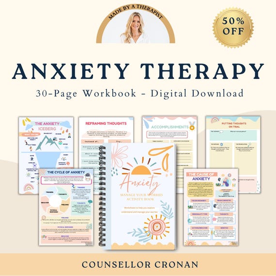 Anxiety bundle, anxiety worksheets, therapy tools, therapy worksheets, anxiety journal, therapy office decor, social psychology, DBT, CBT