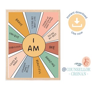 Happy Mind Happy Life Print, DRUCKBARE Wandkunst, Montessori Homeschool Dekor, Therapeut Büro Dekor, Klassenzimmer Dekor, Emotionen Poster