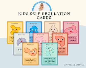 Kids Self-regulation cards. Therapy techniques. Vagus nerve stimulation. Calming the anxious mind. Emotional Regulation. Affirmation Cards.