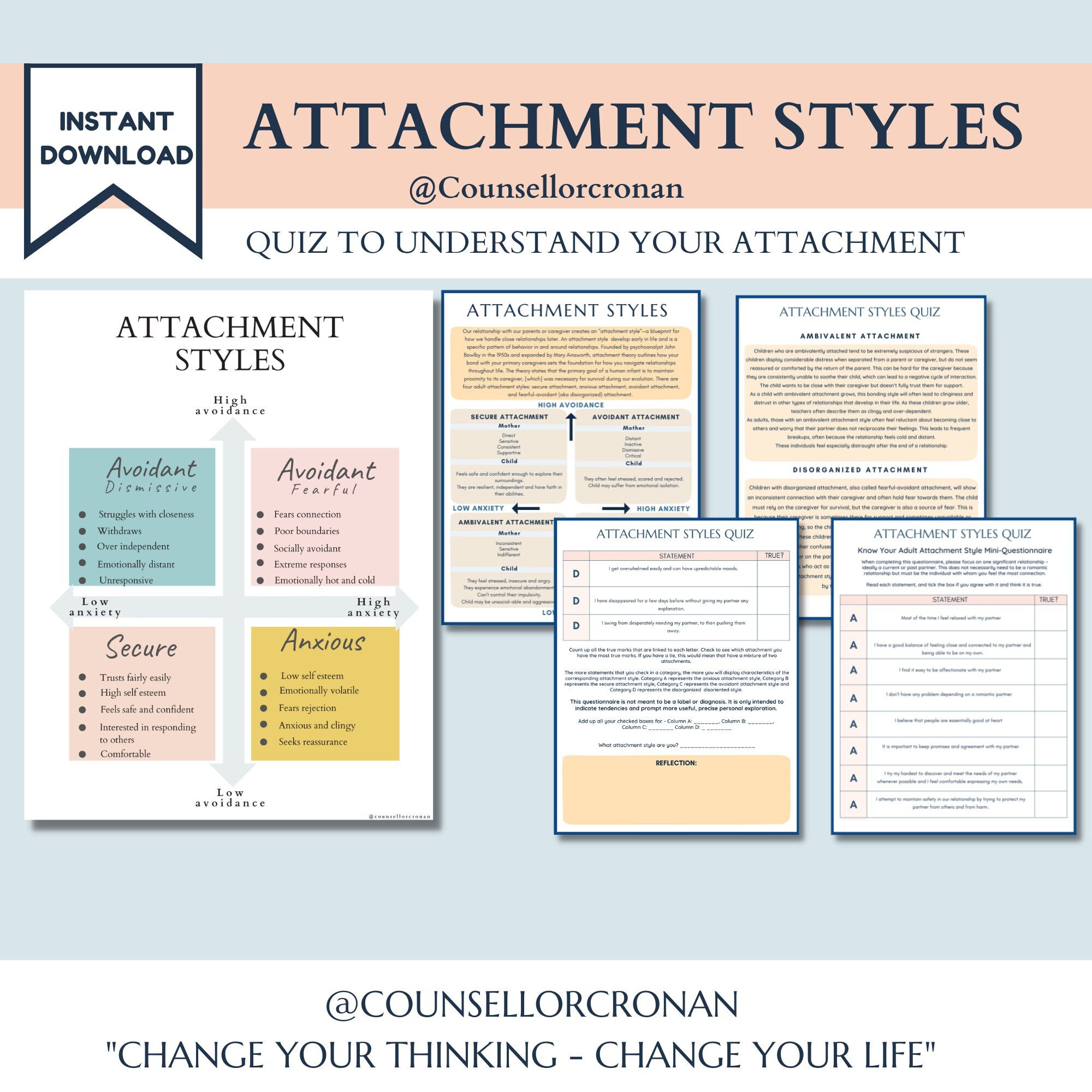 Attachment Styles Quiz Adult Attachment Styles Attachment Etsy Canada