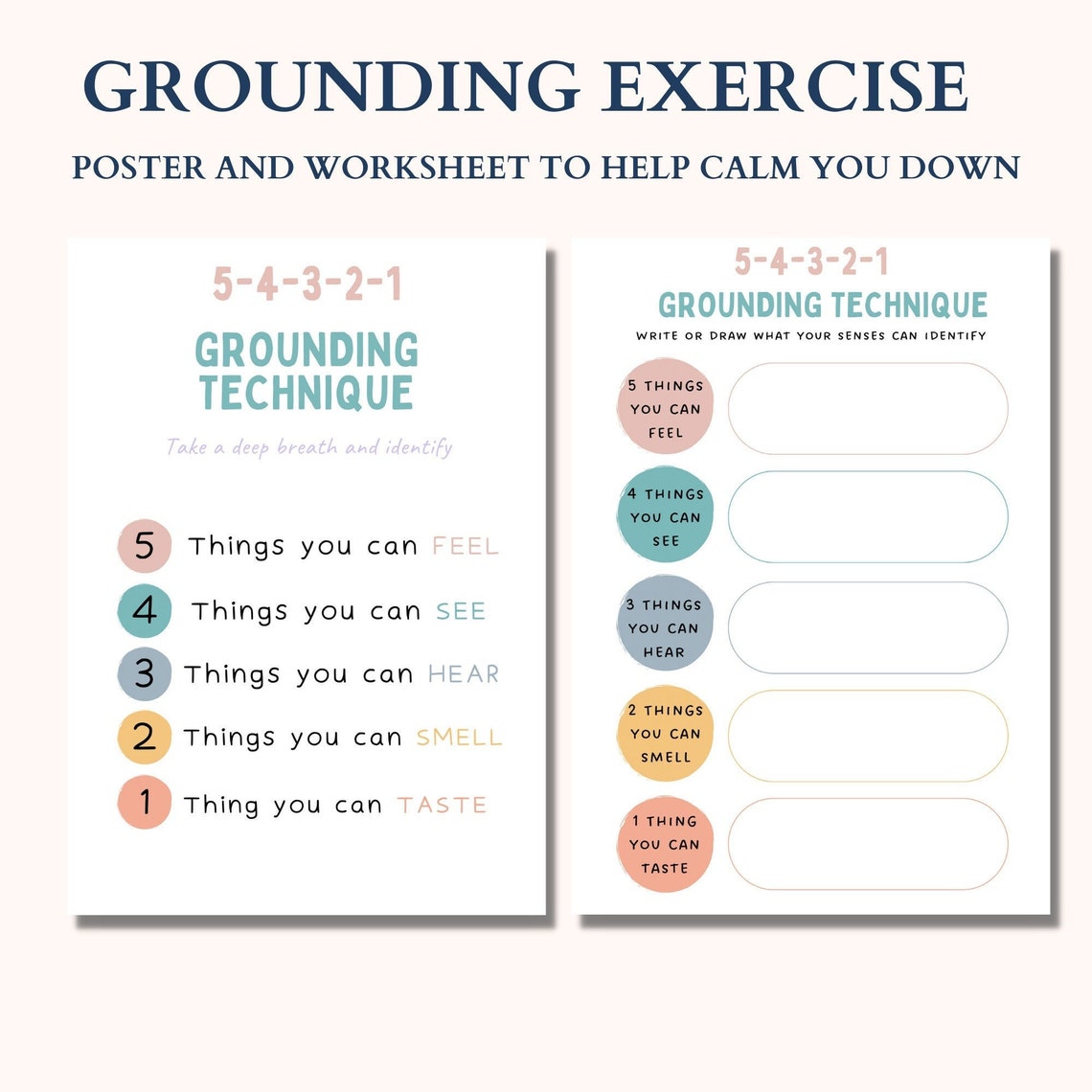 Grounding Exercise Worksheet Therapy Workbook Therapy Etsy