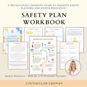Safety plan worksheets, crisis plan workbook, counseling tool, BPD, therapy office decor, therapy worksheets, therapy tools, resources, DBT