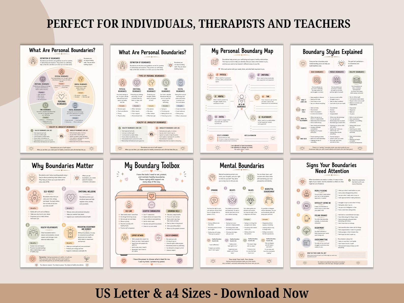 Boundaries Workbook, DBT Bundle, Boundaries Worksheets, Therapy Office ...