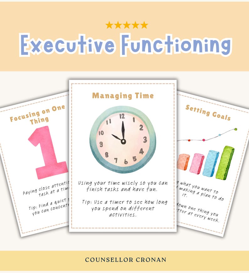 Executive Functioning Skill Cards. 52 Watercolor Flash Cards. Adhd Life ...