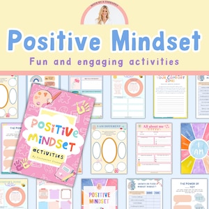 Positive Mindset Worksheets, Affirmations, Kids Teen Life Skills Worksheet Bundle, Therapy worksheets, coping skill, DBT worries, life skill