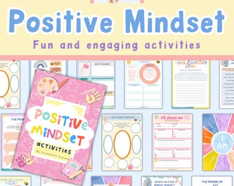 Positive Mindset Worksheets, Affirmations, Kids Teen Life Skills Worksheet Bundle, Therapy worksheets, coping skill, DBT worries, life skill