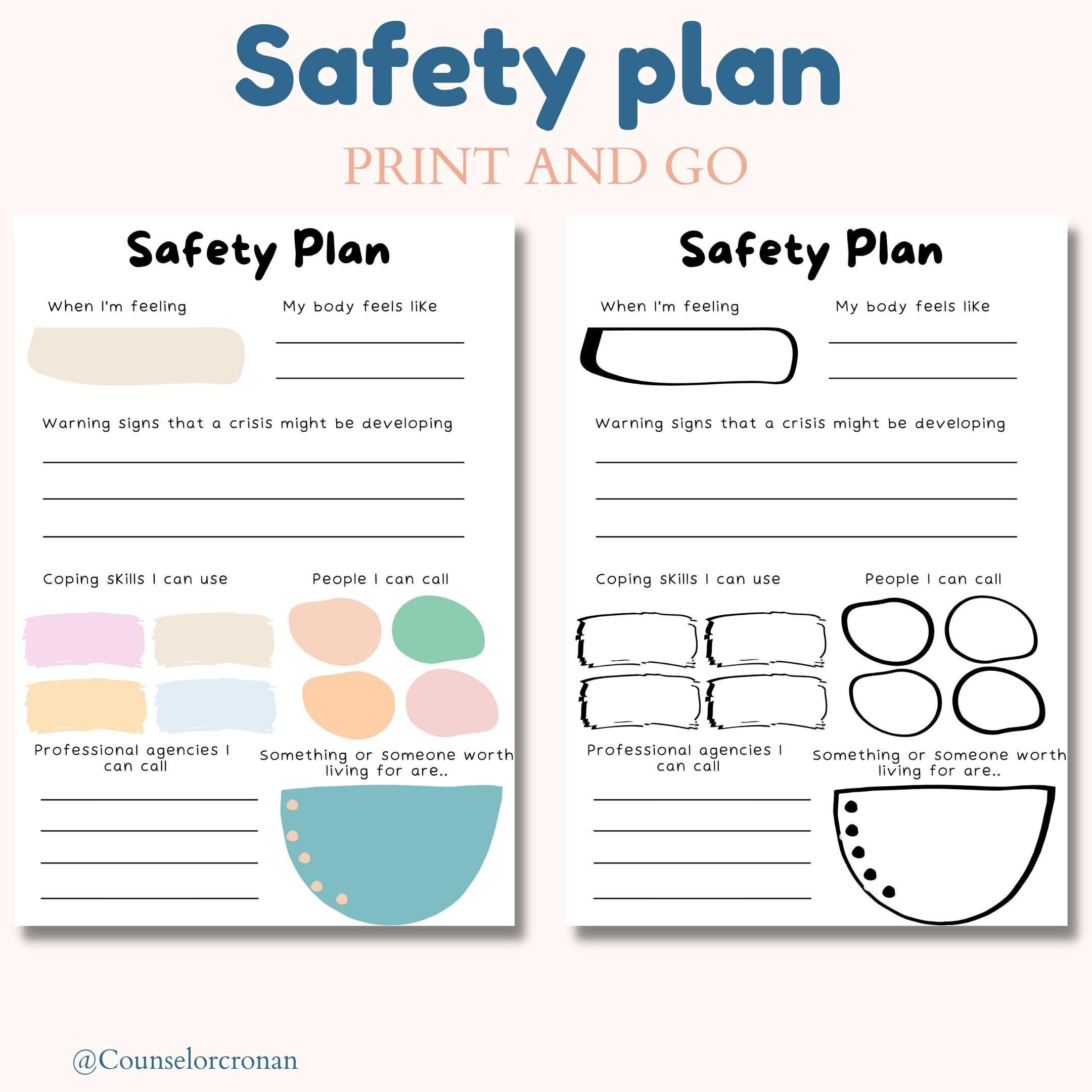 Crisis Safety Plan Therapy Resources Therapy Office Decor Etsy Australia