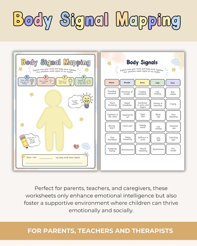 Kids Body Signal Mapping Activity. Emotion Interoception Chart. ADHD ...