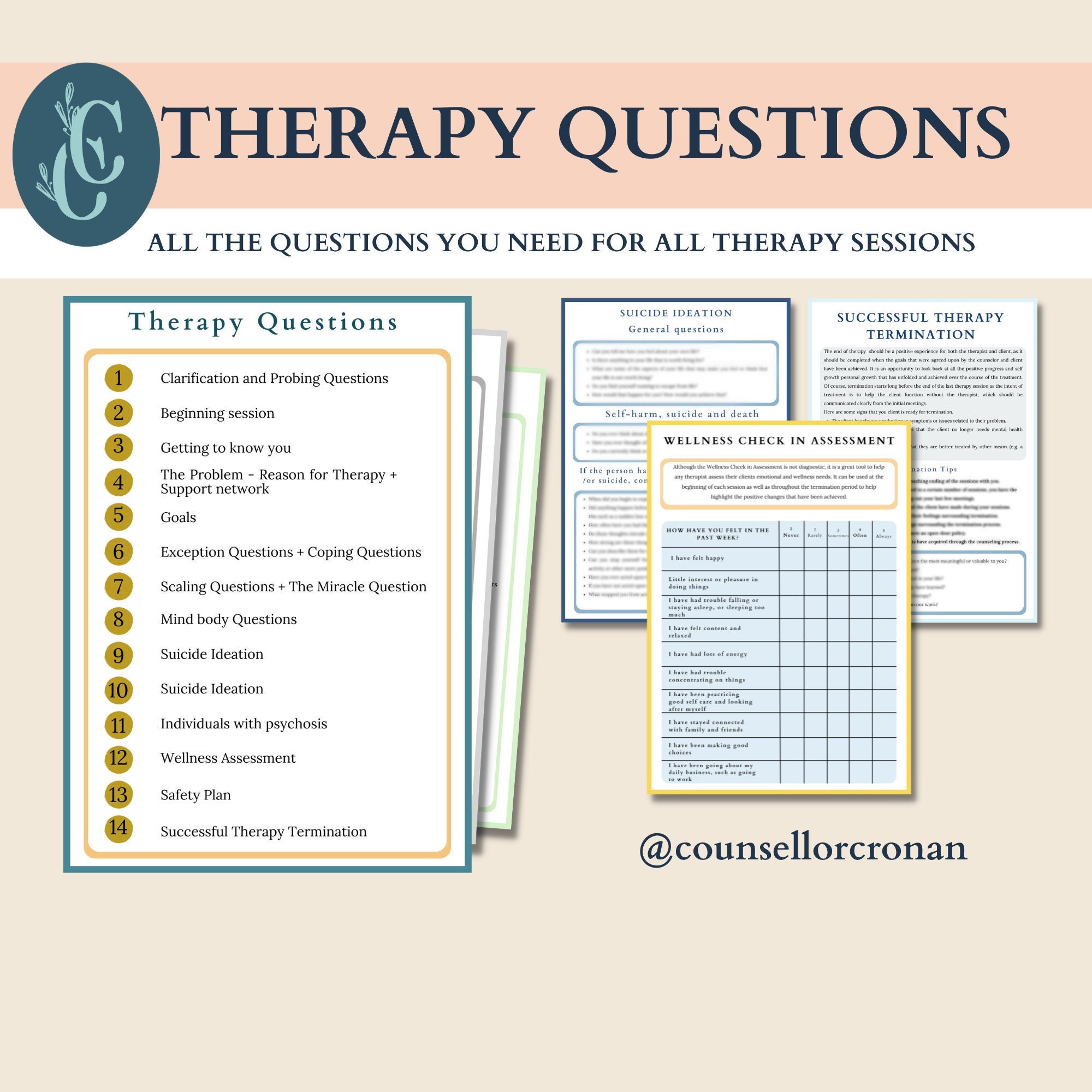 Therapy Questions Therapy Notes Counseling Questions Etsy Australia