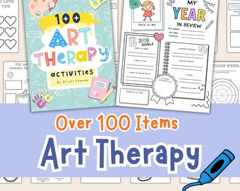 Art Therapy - 100 Worksheets for social-emotional learning. Life skills. Teen Therapy, kids counseling, social worker, CBT, DBT, Mindfulness