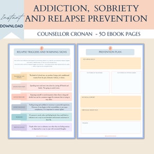 Sobriety Worksheets, therapy workbook, Recovery, Addiction, Sober Life, therapy office decor, therapist tools, Relapse Prevention Plan, image 5