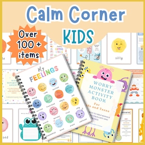 Kit de herramientas de regulación emocional, manejo de la conducta, terapia infantil, cuadro de sentimientos, manejo de la ira, calma, libro de preocupaciones, tarjetas de afirmación