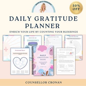 Gratitude Therapy journal worksheets, Mental Health Print, self care planner, instant downloadable prints, Anxiety journal, psychology